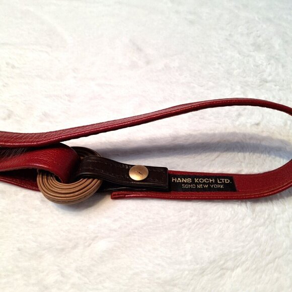 Hans Koch Ltd Red Leather Belt Vintage Minimalist Adjustable Colorblock Retro main image 2